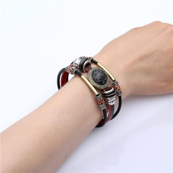 Leather Bracelets for Women Multilayer Bracelets for Women with Genuine Leather - Picture 2 of 6